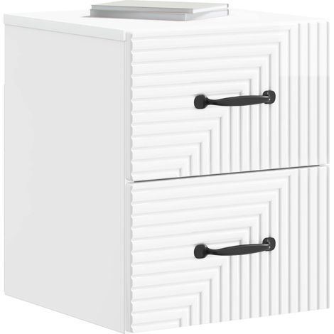 Maison Exclusive - Mobiletto da notte a muro Bianco Lucido 34,5 x 33 x 40 cm