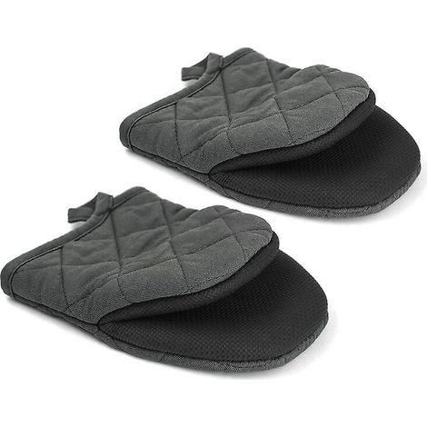 (gris)1 Paire De Gants De Four Courts En Silicone, Rsistants La Chaleur Jusqu' 500 Degrs, Surface Antidrapante Et Gants Anneaux Suspendus, Cuiss (1/5)