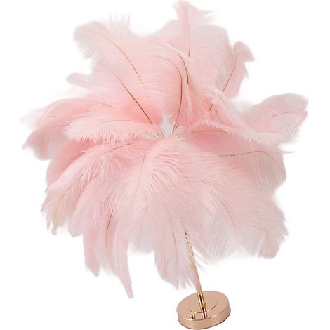 Lampe de table à plumes d'autruche rechargeable, moderne et romantique, lampe de chevet pour chambre, décoration intérieure, rose (1/5)
