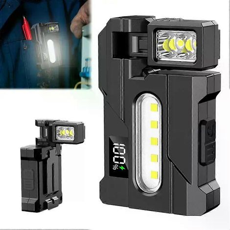 Tragbare Mini-Taschenlampe mit verstellbarem Winkel, USB-aufladbar, multifunktional, rote und blaue Warnleuchte für den Außenbereich – JXLGV (1/4)