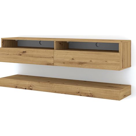 TV-Schrank DUO 160 cm hängend + plattform handwerks-eiche (1/4)