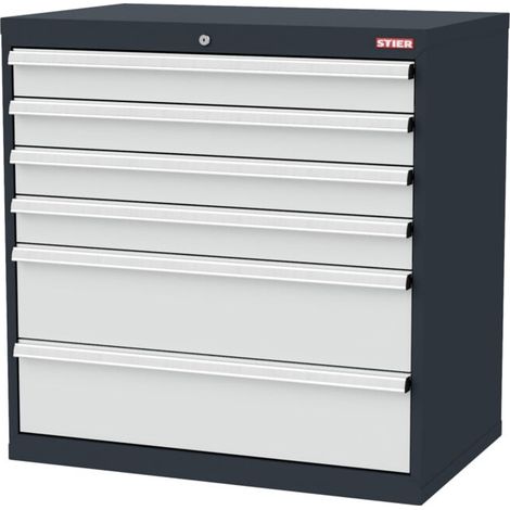 STIER Armoire à tiroirs 6 tiroirs 900 x 575 x 920 mm charge 80 kg (1/2)