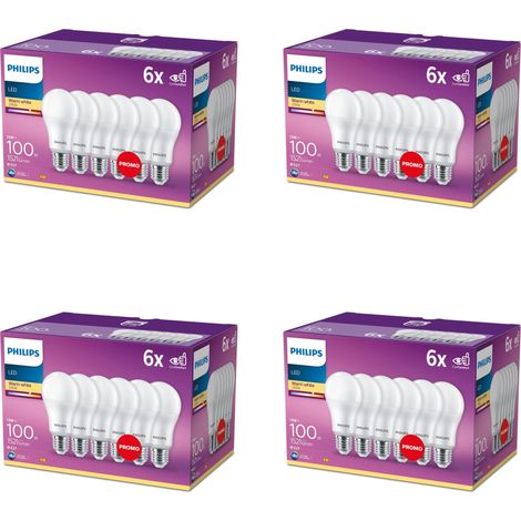 Philips Conjunto Pack E27 Bombilla Estándar Mate 100W No Regulable Luz blanca cálida - 24 unidades (1/3)