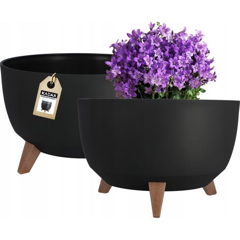 KADAX Blumentopf, runde Blumenschale, 40 cm, Schwarz