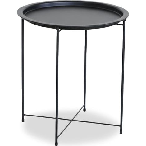 Mesa Auxiliar Redonda Nancy Industrial Color Negro, Negro
