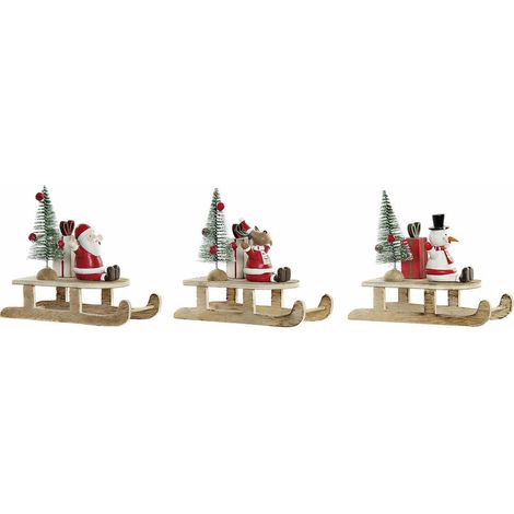 Weihnachtsschmuck DKD Home Decor Holz Weihnachtsmann (14 x 6 x 13 cm) (3 pcs)