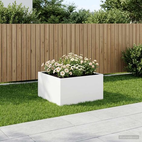 Cache-pot de jardin Blanc 80 x 80 x 40 cm Acier laminé à froid vidaXL
