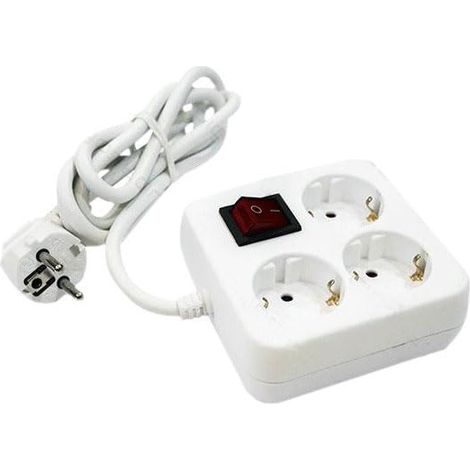 Multiprise Allemande à 3 Voies avec Interrupteur, 3 m, 3G, 1,5 mm² en Blanc, pour connecter Plusieurs appareils en Toute sécurité et confortablement n'importe où.