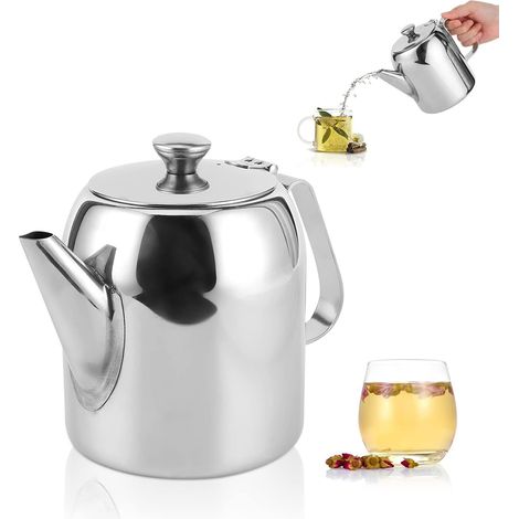 Teekanne und Wasserkrug aus Edelstahl zur Zubereitung und zum Servieren von Milchteegetränken (32 oz) (1/5)