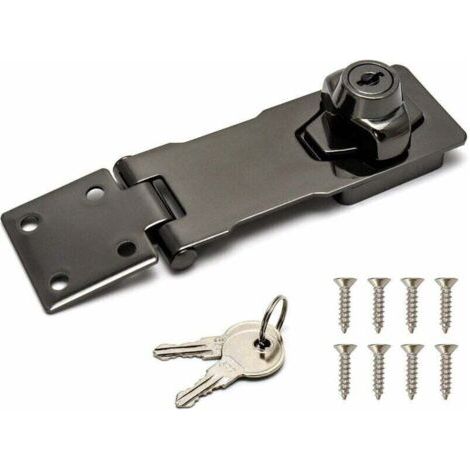 Vol de sécurité, 4/10cm, noir, dispositif de verrouillage avec clé et vis pour serrure de porte porte d'entrée, porte de garage