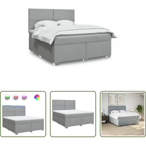Matratze - Boxspringbett mit Matratze Hellgrau 180x200 cm Stoff (1/5)