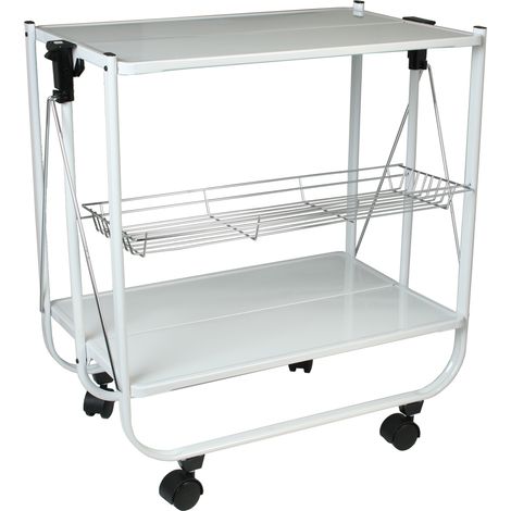 White Metal Folding Server 68x40x70cmpour alle Stile, um dem Zuhause eine Note zu verleihen (1/2)