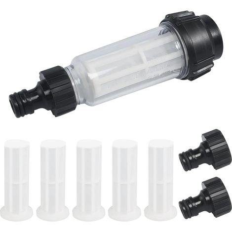 Filtre à eau Set pour tuyau d'arrosage, raccord 3/4, 5 filtres, 2 adaptateurs rapides, jardin, nettoyeur haute pression (1/5)