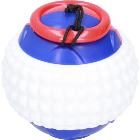 Balle de jeu pour chien avec corde en caoutchouc - Jouet à mâcher résistant pour dressage et activité interactive - Bleu (1/5)