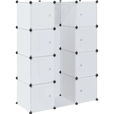 Armadio modulare 9 scomparti elegante ripostiglio camera da letto soggiorno 109 x 36,5 x 143 cm in plastica bianca 020046220