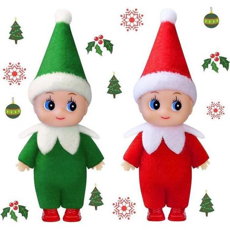 PERSONNAGES DE NOEL,Lutin Farceur de Noel 2 Pièces Mini Lutin pour Décorations de Noël, Scènes de Lutins, Maisons de Poupées,DIY (1/5)