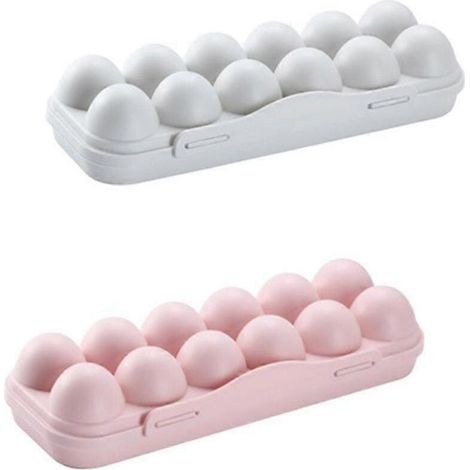 Boîte de rangement pour œufs, lot de 2 boîtes à œufs pour réfrigérateur, boîte à œufs en plastique, plateaux porte-œufs pour réfrigérateur, boîte de rangement pour 12 œufs, pour le rangement des œufs (1/5)