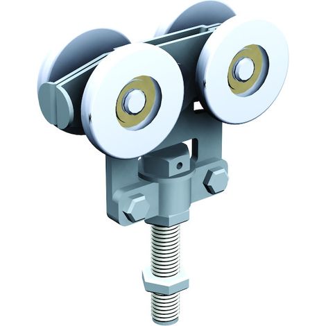 Mantion – Montures à galets en acier pour portes coulissantes – Boîte de 2 unités – Installation simple – Capacité de charge élevée