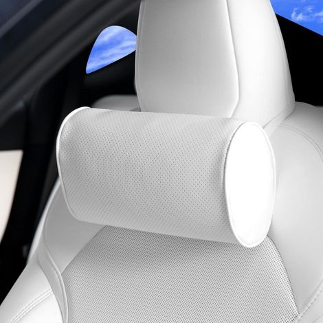 Auto Nackenkissen aus Memory Foam mit Lederbezug, atmungsaktiv, Weiß (1/5)