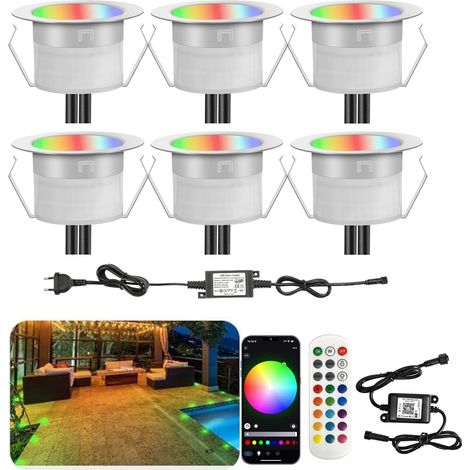 WiFi Lampe au Sol Spot Encastrable-Lumière RGBW étanche IP67 Ø31mm - éclairage pour terrasse, patio, chemin, mur, jardin, décoration, intérieur et extérieur, 30 pièces (1/5)