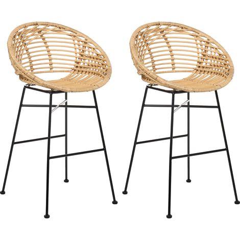 Set mit 2 Barstühlen WINDOM Rattan Naturfarben