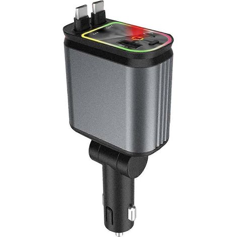 4-in-1-Autoladegerät mit einziehbarem USB-Schnellladekabel (1/5)