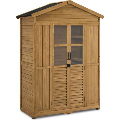 M MCombo Gartenschrank Gartenhaus Holz Wetterfest, Geräteschrank Holzschrank Outdoor Wasserdicht Begehbar, für Außenbereich Balkon Terrasse 1743 (Natur)