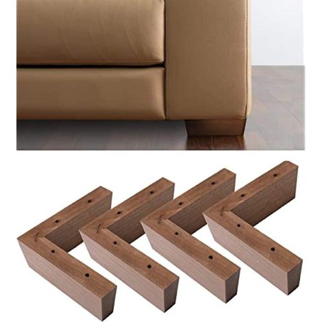 4 pieds meuble bois couleur noyer,pour armoires, fauteuils, hauteur 50 mm
