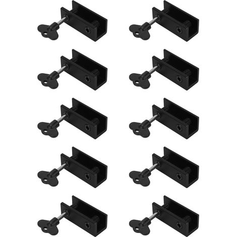 Lot de 10 serrures de fenêtre, butée de porte coulissante à 2 trous, serrures de sécurité de fenêtre haute sécurité avec tampon anti-rayures et clé (6 x 2,4 x 2,4 cm) (1/5)