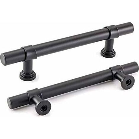 Lot de 2 poignées de meuble de salle de bain noires 96 mm pour meubles, placards, salles de bain, cuisine et salle de bain (1/4)