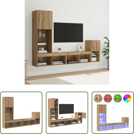 LED-Lichtleiste - TV-Wandgeräte mit LED-Lichtleisten Artisan-Eiche Holzwerkstoff (1/5)