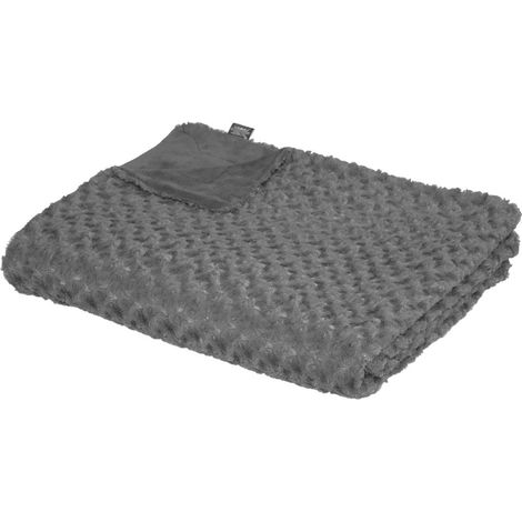 Plaid 180x230 fausse fourrure bouclée ardoise Atmosphera (1/4)