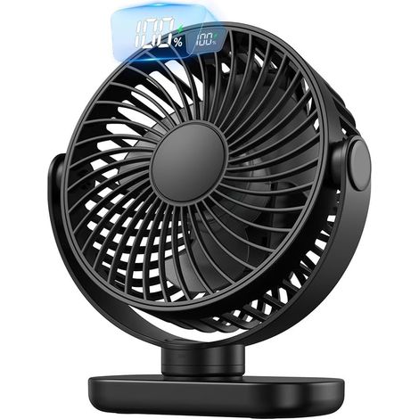 Ventilatore da scrivania USB silenzioso, display, 4 velocità, oscillazione automatica a 360°, ricarica rapida USB C per (1/5)