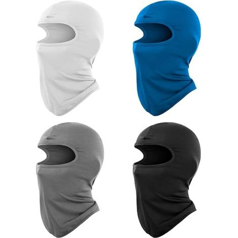 4 Pièces Cagoule Moto Ete pour Hommes et Femmes, Respirant Balaclava Protection UV, Elasticité Cagoule Casque Moto, Masque Hiver pour Ski Cyclisme Escalade (Blanc, Noir, Gris, Bleu) (1/5)