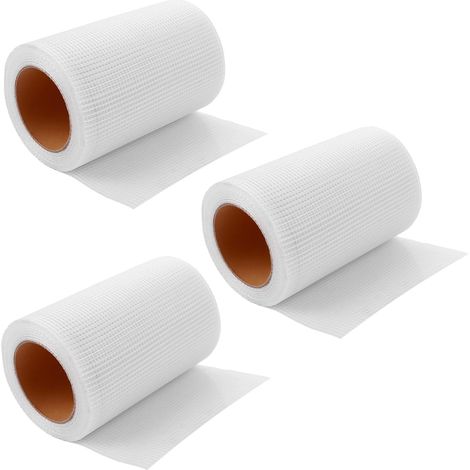 Lot de 3 Bande a Joint Placo Autocollante 20cm x 25m, Bande Fibre de Verre Grillage pour Réparation Fissures Murs et Plafonds, Ruban Adhésif pour Cloisons Sèches, Blanc (1/5)