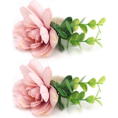 Anneau de serviette en corde de chanvre, motif floral, style western, référence 6622, rose. (1/5)