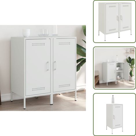 Buffets 2 pcs blanc 36x39x79 cm acier - Buffet Industriel - Meuble De Rangement - Buffet Blanc - Commode - Étagère Ouverte (1/5)