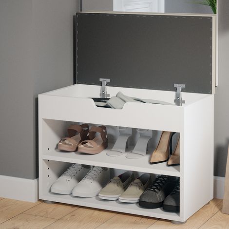 Banco para zapatos Rolfe, Blanco, 60 x 45 cm, Vicco (1/5)