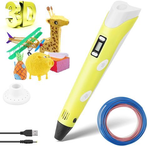 3D-Stift für Kinder, 3D-Druckstift mit Filament, LCD-Display, Temperaturregelung, Gelb (1/5)