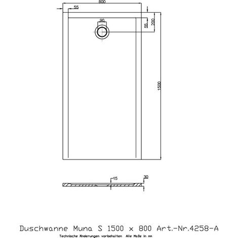 Ricevitore Doccia Hoesch Muna S 1500X800X30Mm Bianco