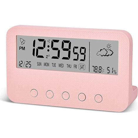 Réveil numérique 2024 pour chambres, horloge de bureau à piles, avec compte à rebours et météo. (1/5)