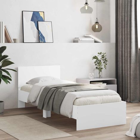 vidaXL Struttura del letto con testiera Bianco Legno ingegnerizzato (1/5)