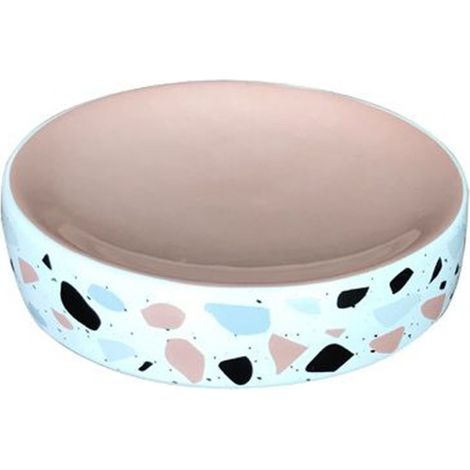TRADE SHOP - Porta Sapone Saponetta Graniglia Bianco Multicolore Rosa Accessorio Bagno 59877 - (1/2)