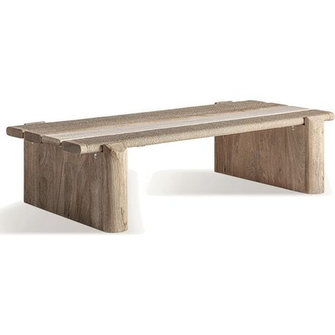 Table basse rectangulaire bois massif clair JACQUARD 140cm – Design estudiHac (1/5)
