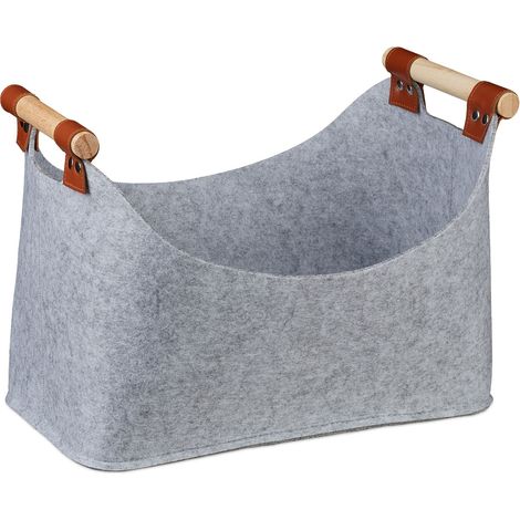 Borsa portaoggetti pieghevole design moderno 27 x 40 x 22 cm ideale bagno camera dei bambini in feltro grigio 130009731