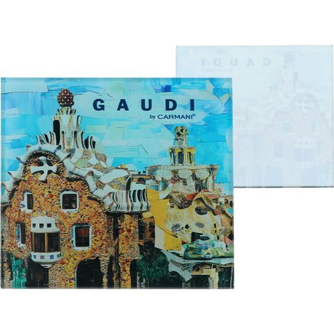 Carmani, posavasos de cristal de aproximadamente 11,5 x 11,5 cm inspirado en las pinturas de A. Gaudí (1/2)