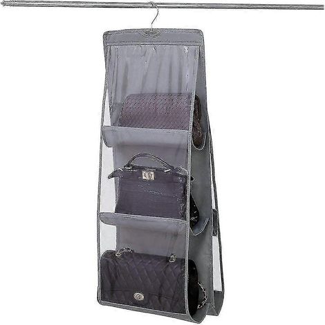 Organisateur de sac à main à 6 poches en tissu non tissé transparent, pochette de rangement pour sac à main, organisateur suspendu transparent pour sac à main (1/3)