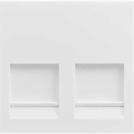 Placa plana  con guardapolvo para 2 conectores RJ45 con clipaje Keystone I, II, ATT y Avaya blanca SIMON 40000089-030