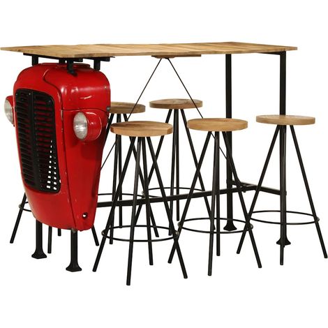 7-tlg. Bar-Set Massivholz Mango
