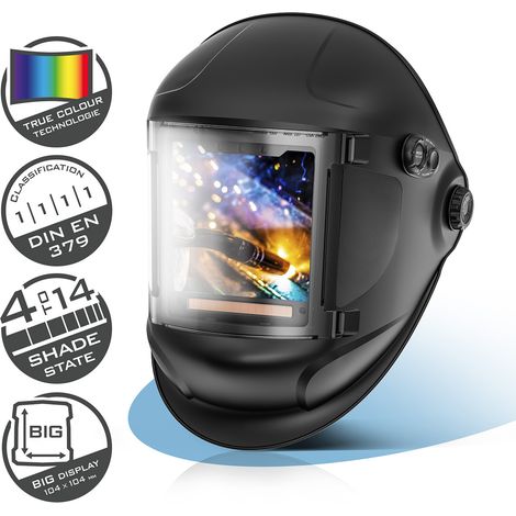 STAHLWERK Casque de soudage automatique 3-en-1 TITAN – Masque de soudeur avec True Colour, obscurcissement auto. DIN 4-14, mémoire de jobs, classe optique 1/1/1/1, champ 104 x 104 mm (1/5)